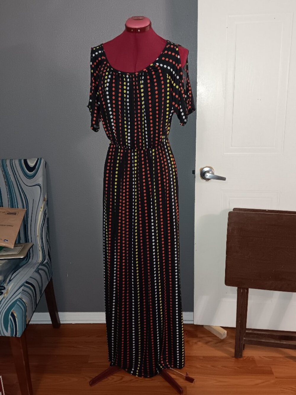 Never Fully Dressed Black Polka Dot Maxi Dress XL NWT